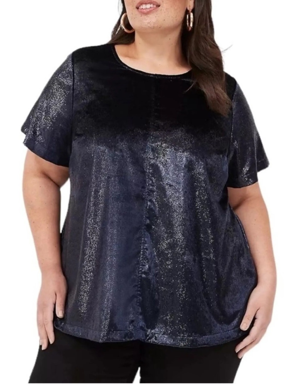 Lane Bryant NWT Glam Metallic Velvet Party Top Plus Size 20 Disco Holiday D42
